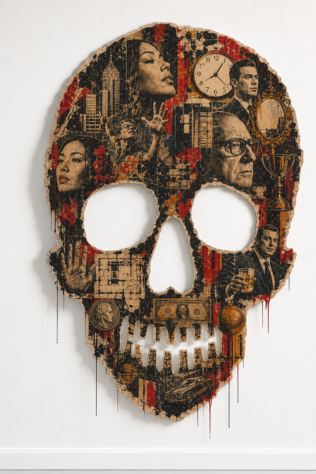 Memento Mori skull-shaped wall artwork